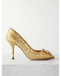 Dolce & Gabbana - Bellucci Crystal-Embellished Metallic Corded Lace Pumps - Lyst
