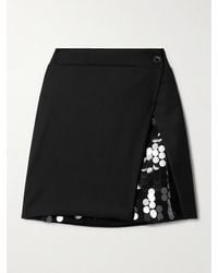 16Arlington - Noelia Twill And Paillette-Embellished Tulle Mini Wrap Skirt - Lyst