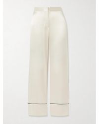 Kiki de Montparnasse - Piped Silk-Charmeuse Wide-Leg Pants - Lyst
