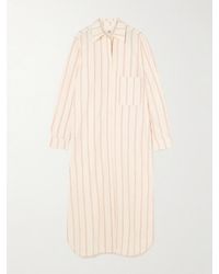 TOTEME - Striped Cotton And Silk-Blend Midi Shirt Dress - Lyst