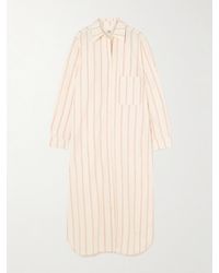 TOTEME - Striped Cotton And Silk-Blend Midi Shirt Dress - Lyst