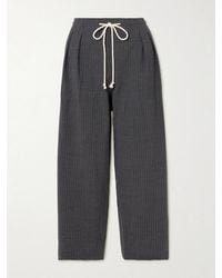 Maria McManus - Cosy Pinstriped Pleated Wool-Blend Flannel Wide-Leg Pants - Lyst