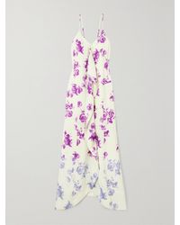 Jil Sander - Draped Floral-Print Twill Maxi Dress - Lyst