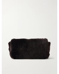 Brunello Cucinelli - Bead-Embellished Suede-Trimmed Shearling Clutch Bag - Lyst