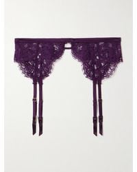 Kiki de Montparnasse - Camille Silk-Blend Satin-Trimmed Organic Cotton-Blend Lace Suspender Belt - Lyst