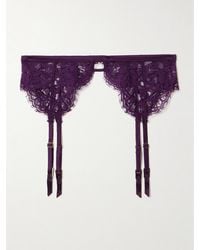 Kiki de Montparnasse - Camille Silk-Blend Satin-Trimmed Organic Cotton-Blend Lace Suspender Belt - Lyst