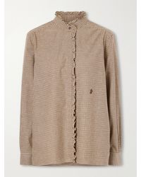 James Purdey & Sons - Logo-Embroidered Ruffled Checked Cotton Shirt - Lyst