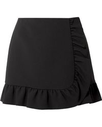 Miu Miu Minirock Aus Cady Mit Volants Und Wickeleffekt - Schwarz