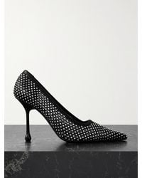 Jimmy Choo - Ixia 95 Crystal-Embellished Satin And Mesh Point-Toe Pumps - Lyst