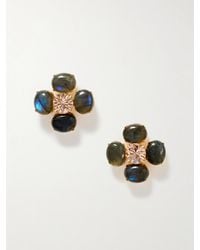 Jennifer Behr - Quinn-Plated Labradorite And Crystal Earrings - Lyst