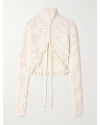 Alaïa - Lace-Up Ribbed Wool Sweater - Lyst