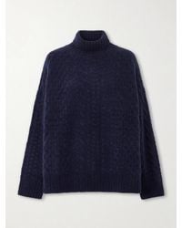 The Elder Statesman - Cable-Knit Cashmere And Silk-Blend Turtleneck Sweater - Lyst