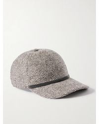 Brunello Cucinelli - Bead-Embellished Herringbone Wool-Blend Tweed Cap - Lyst