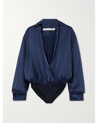 Christopher Esber - Silk Springs Wrap-effect Stretch Jersey-trimmed Silk-satin Bodysuit - Lyst