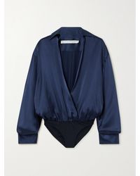 Christopher Esber - Silk Springs Wrap-effect Stretch Jersey-trimmed Silk-satin Bodysuit - Lyst