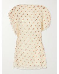 KHAITE - Erin Floral-Print Silk-Organza Mini Dress - Lyst