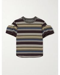 Sacai - Piqué-Paneled Pleated Striped Cotton T-Shirt - Lyst