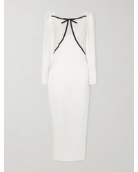 Alessandra Rich - Bow-Detailed Silk-Satin And Sequin-Embellished Lace Midi Dress - Lyst