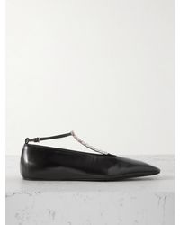 Jil Sander - Crystal-Embellished Leather Ballet Flats - Lyst