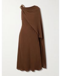 Gucci - Midikleid Aus Seiden-Crêpe Mit Cape-Effekt Und Verzierung - Lyst