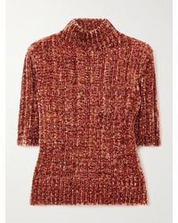 Dries Van Noten - Pull À Manches Courtes En Chenille À Mailles Côtelées - Lyst