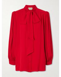Valentino Garavani - Scarf-Detailed Silk Georgette Blouse - Lyst