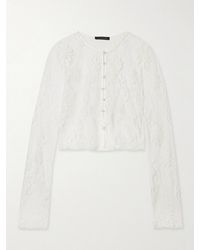 Kiki de Montparnasse - Dominique Cropped Faux Pearl-Embellished Cotton-Blend Lace Top - Lyst