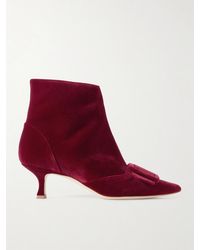 Manolo Blahnik - Bottines En Velours À Boucles Baylow 50 - Lyst