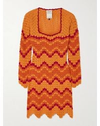 Escvdo - Sumac Minikleid Aus Gehäkelter Baumwolle Mit Wellenkanten - Lyst
