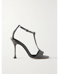 Manolo Blahnik - Bambi 105 Crystal-Embellished Satin Sandals - Lyst