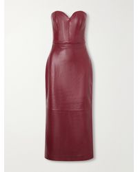Alex Perry - Bustier Paneled Leather Midi Dress - Lyst