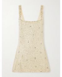 Clio Peppiatt - Pamela Crystal-Embellished Beaded Tulle Mini Dress - Lyst