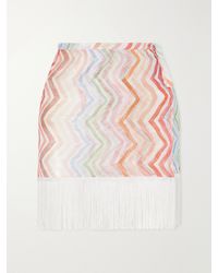 Missoni - Printed Fringed Crotchet-Knit Mini Skirt - Lyst