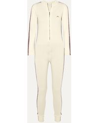 Bella Freud Futuristic Metallic Striped Merino Wool-blend Jumpsuit - White