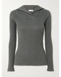 Brunello Cucinelli - Ribbed Metallic Cashmere And Silk-Blend Top - Lyst