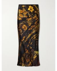 Dries Van Noten - Floral-Printed Silk-Satin Midi Skirt - Lyst