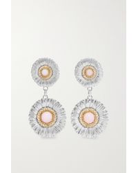 Buccellati - Blossoms Daisy Sterling Silver And Gold Vermeil, Opal And Diamond Earrings - Lyst