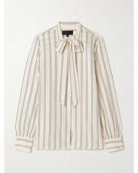 Nili Lotan - Irina Pussy-Bow Striped Silk-Georgette Blouse - Lyst