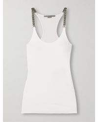 Stella McCartney - Chain-Embellished Ribbed Cotton-Blend Jersey Tank - Lyst