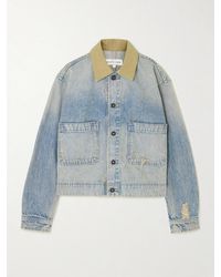 SLVRLAKE Denim - Thompson Canvas-Trimmed Distressed Denim Jacket - Lyst