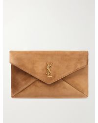 Saint Laurent - Cassandre Suede Clutch - Lyst