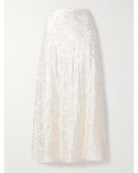 Danielle Frankel - Desi Painted Silk And Wool-Blend Satin Maxi Skirt - Lyst