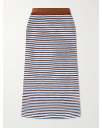 Marni - Striped Open-Knit Cotton Midi Skirt - Lyst