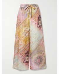 Zimmermann - Tallow Printed Silk Wide-Leg Pants - Lyst