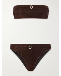 Oséree - Lumière Micro Belt Bandeau Embellished Stretch-Lurex Bikini - Lyst