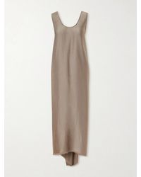 FFORME - Signy Gathered Frayed Satin Midi Dress - Lyst