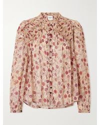 Isabel Marant - Christa Ruffled Printed Cotton Blouse - Lyst