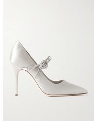 Manolo Blahnik - Hamedi 105 Pumps Mit Spitzer Kappe Aus Satin Mit Kristallen - Lyst