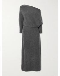 Altuzarra - Kasos Off-The-Shoulder Draped Brushed-Cashmere Midi Dress - Lyst