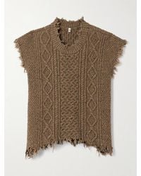 R13 - Boyfriend Frayed Cable-Knit Wool-Blend Vest - Lyst